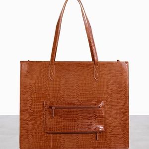 Beis Large Work Tote Cognac Croc